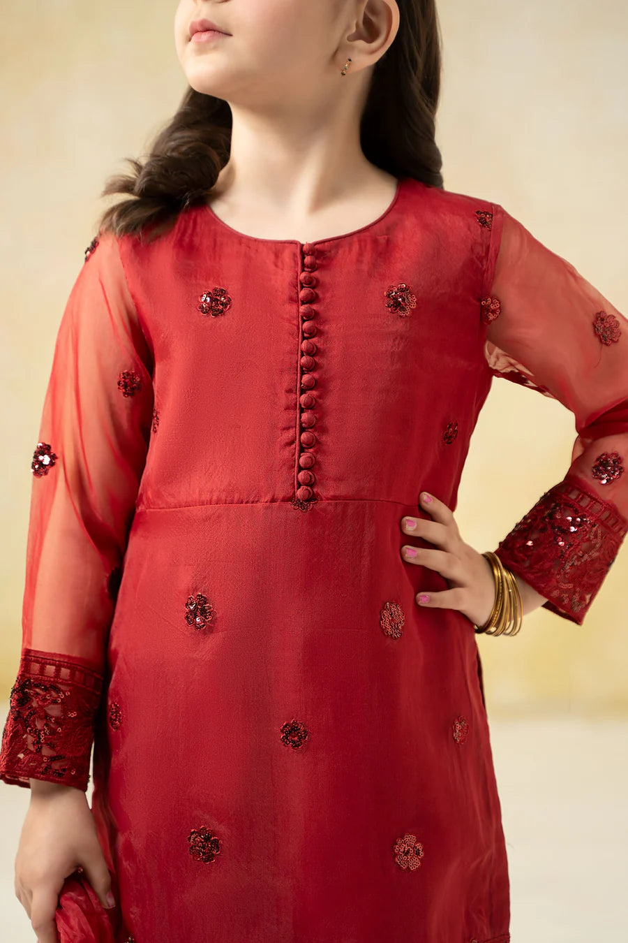 ZH038 3 Piece Embroidered Organza Suit