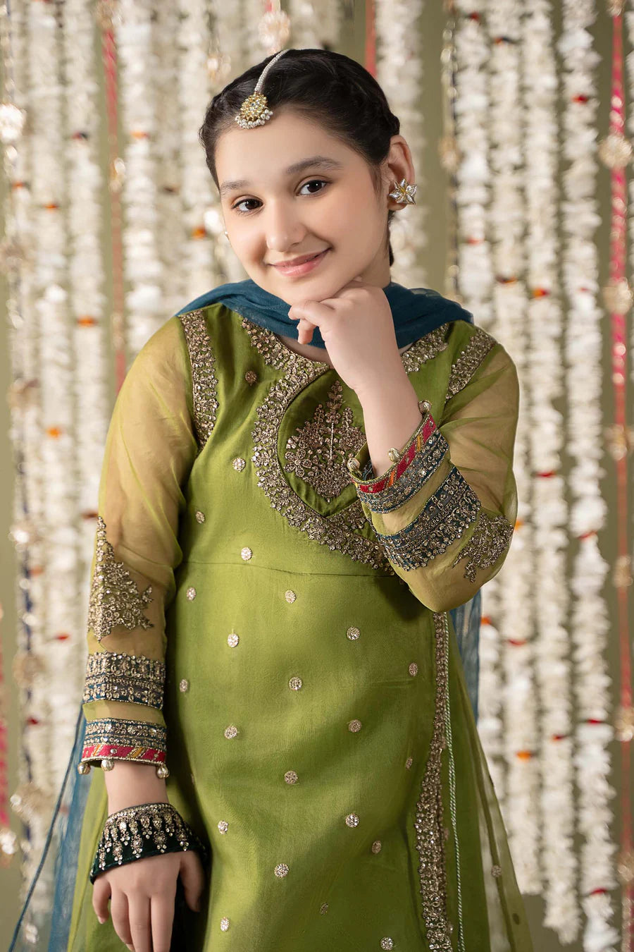 ZH027 3 Piece Embroidered Organza Suit
