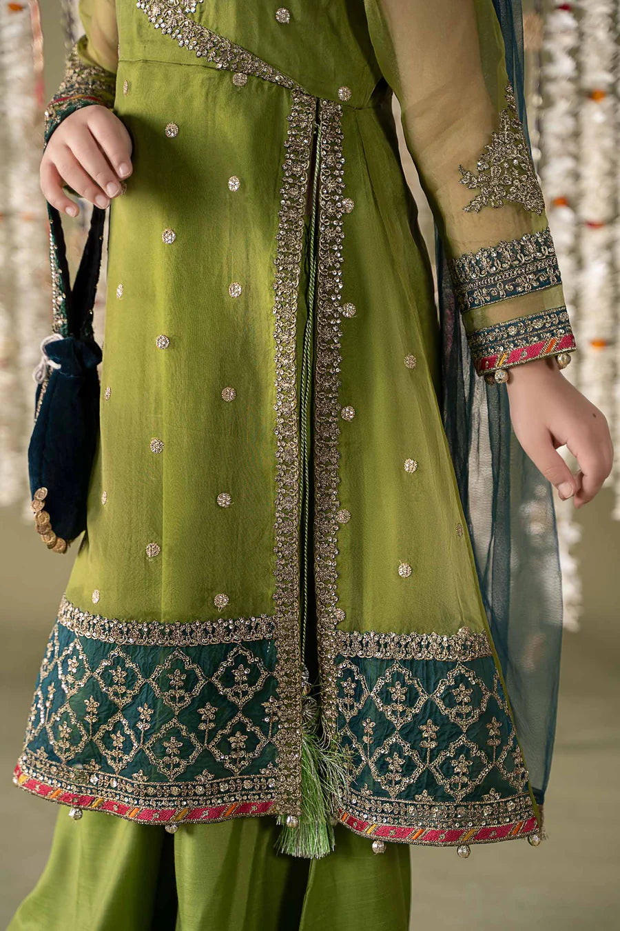 ZH027 3 Piece Embroidered Organza Suit