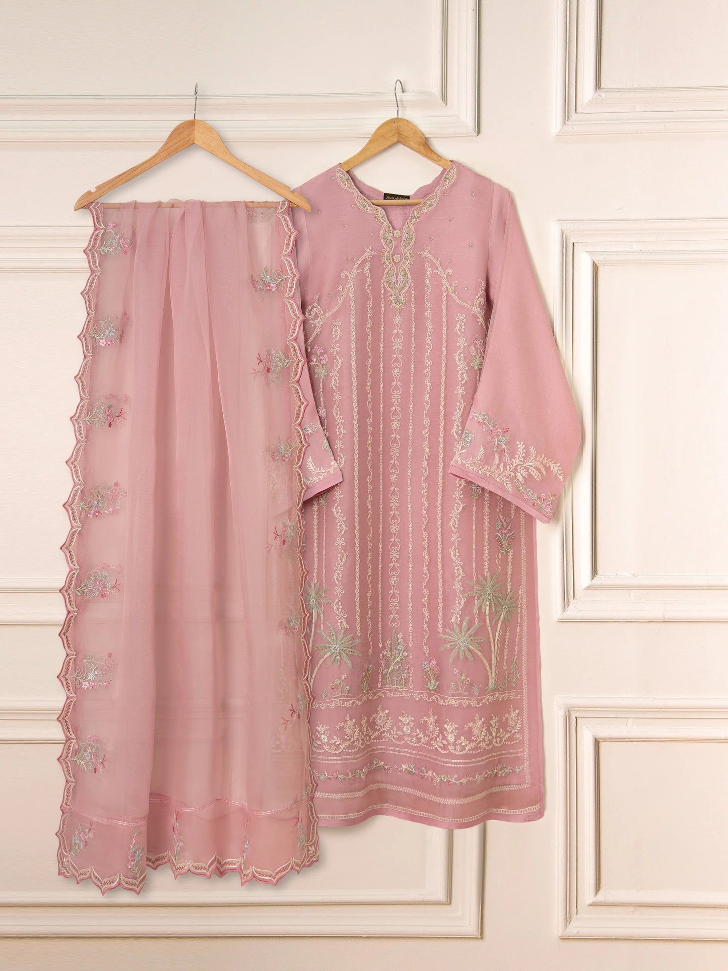 Agha Noor- Pure Organza Embroidered Suit-3 PC