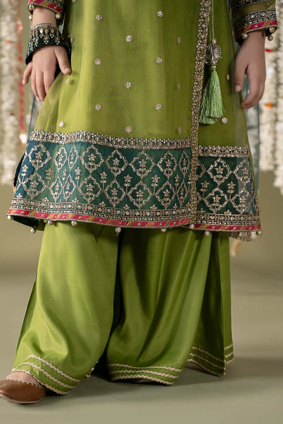 ZH027 3 Piece Embroidered Organza Suit
