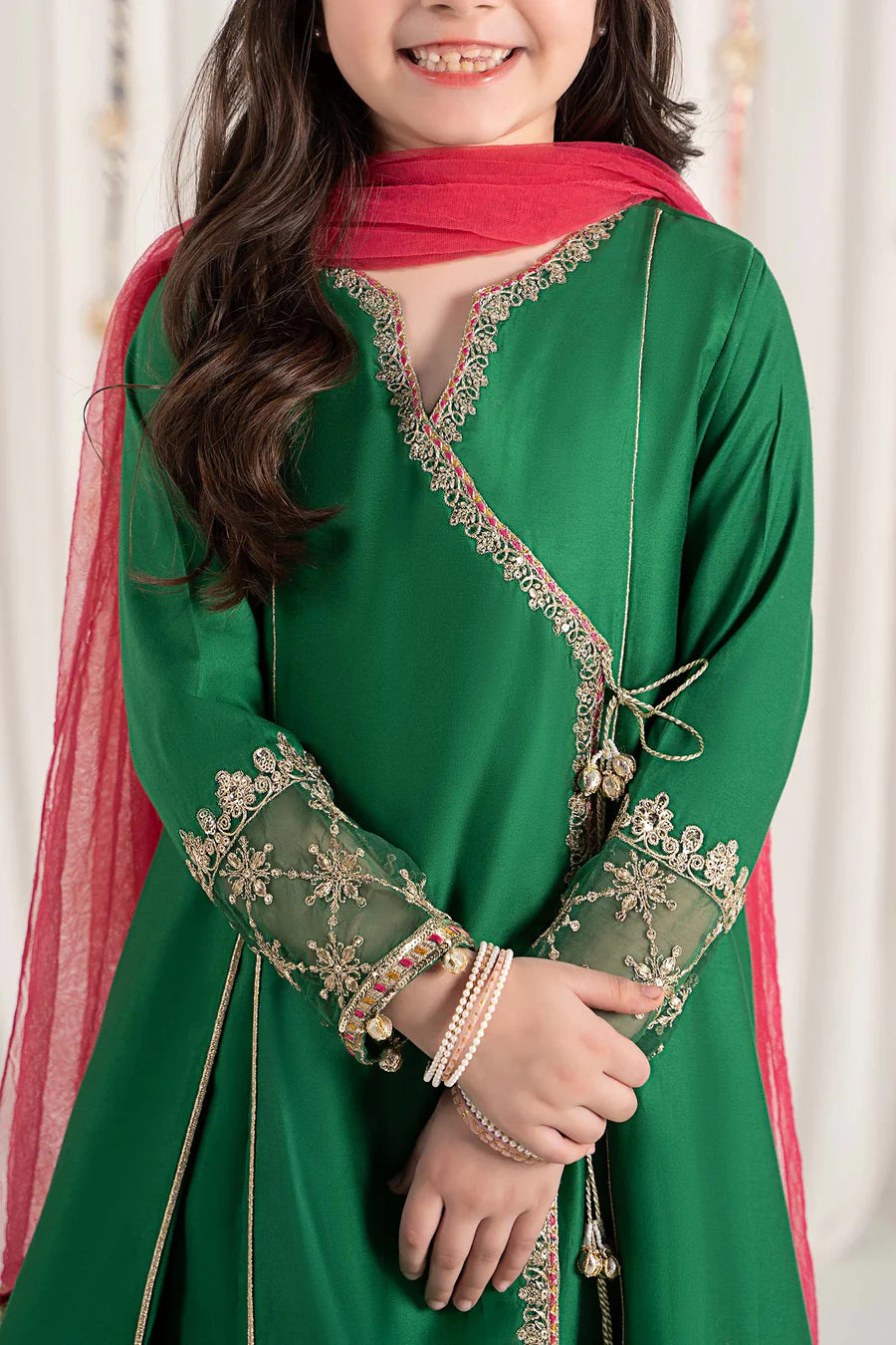 ZH025 3 Piece Embroidered Cotton Satin Suit