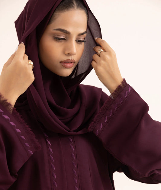 ZH005 EMBROIDERED BUTTON THROUGH ABAYA