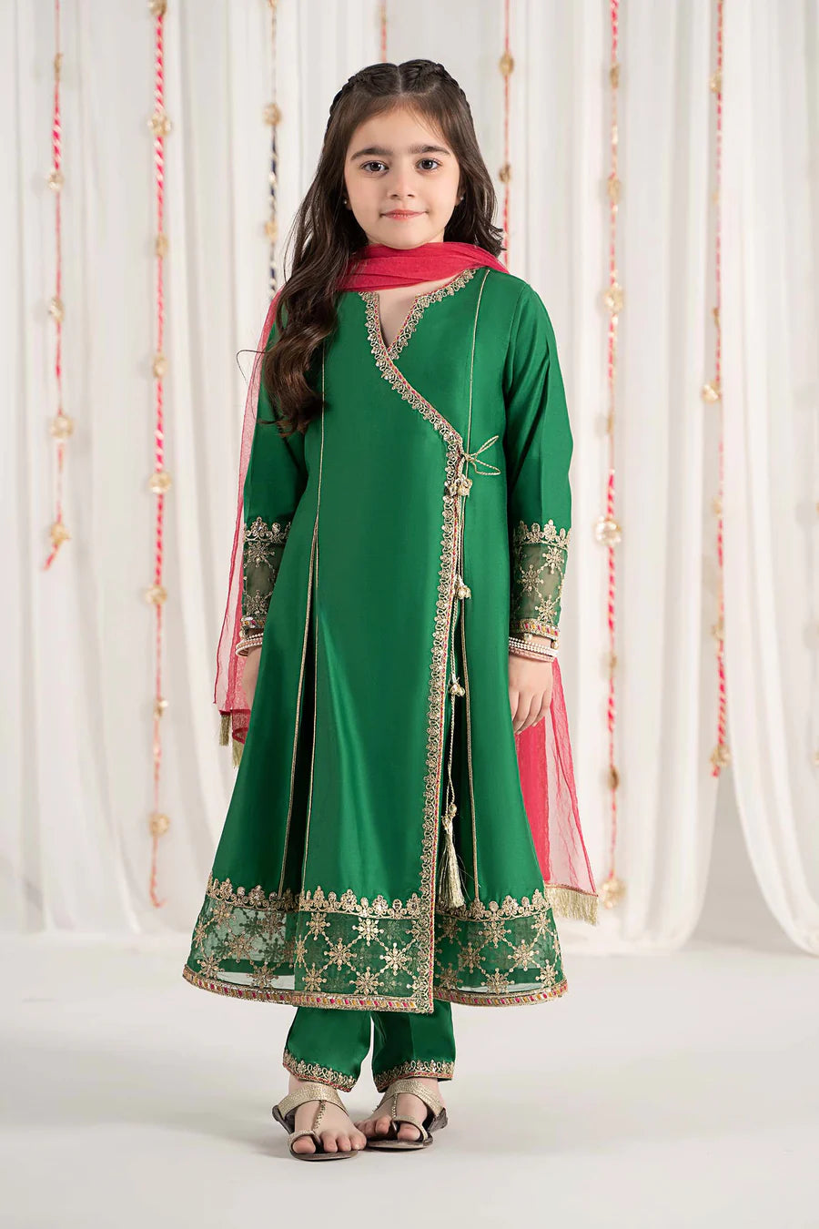 ZH025 3 Piece Embroidered Cotton Satin Suit