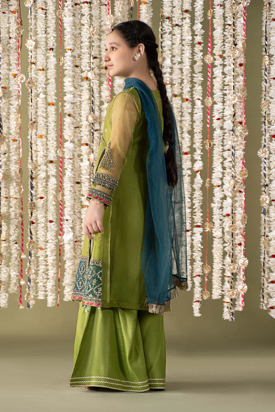 ZH027 3 Piece Embroidered Organza Suit