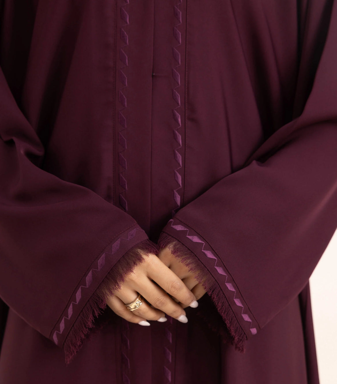ZH005 EMBROIDERED BUTTON THROUGH ABAYA