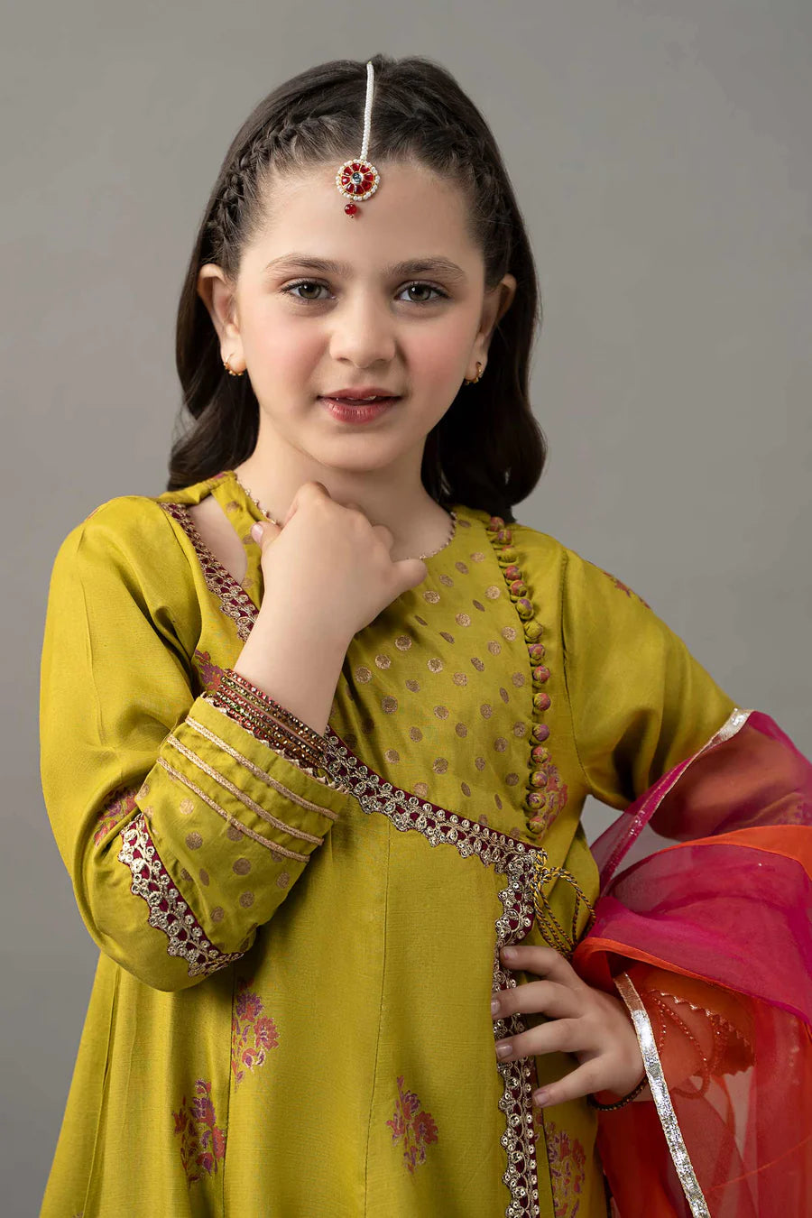 ZH031 3 Piece Embroidered Raw Silk Suit