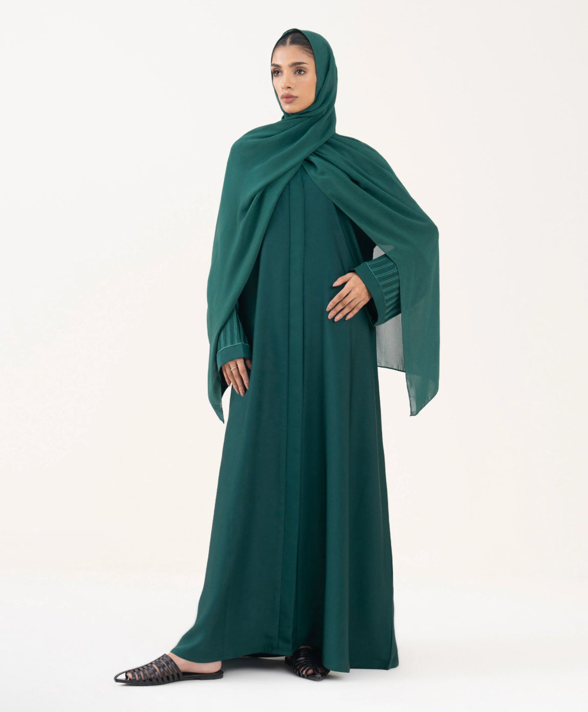 ZH014 Button Abaya with Set