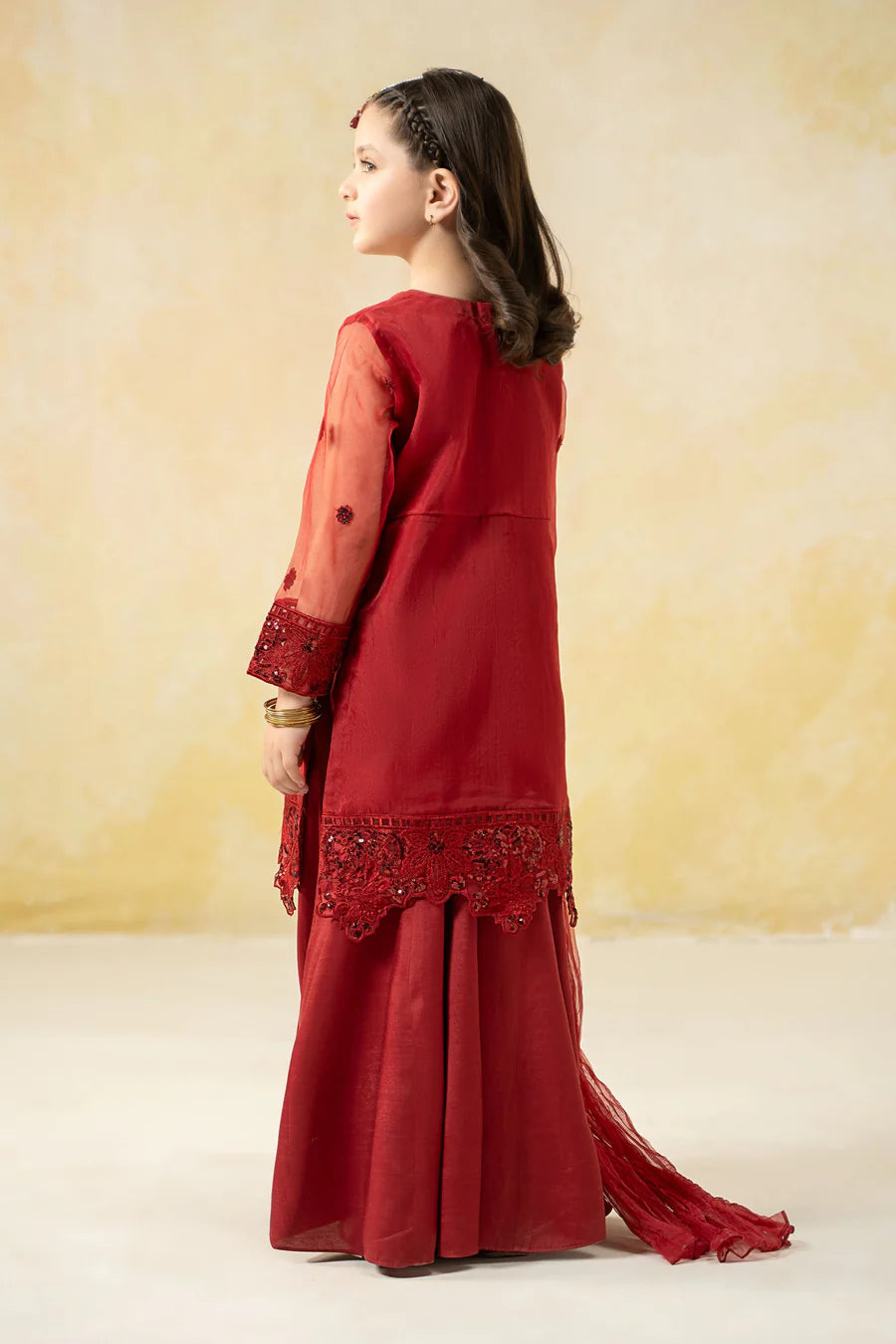 ZH038 3 Piece Embroidered Organza Suit