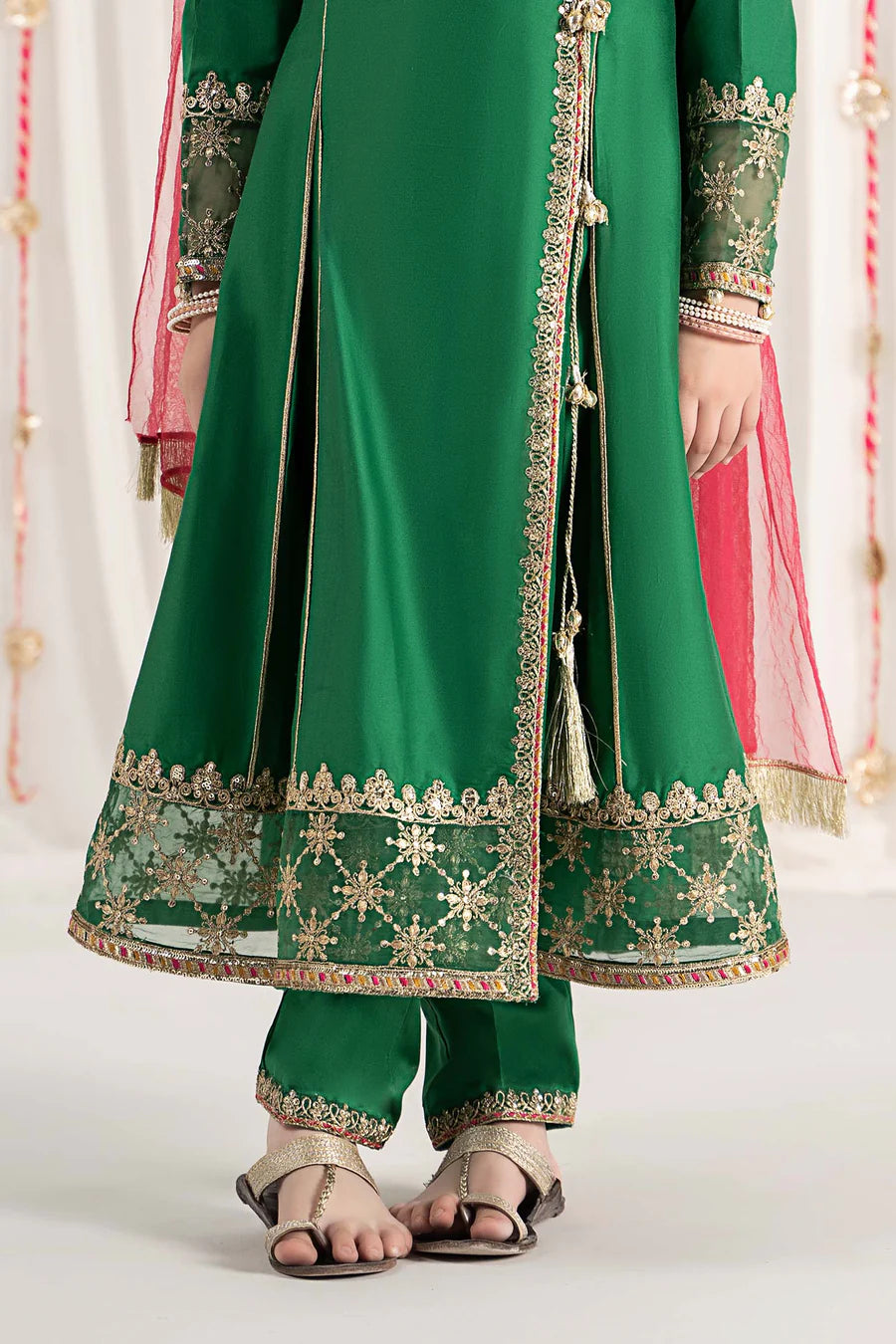 ZH025 3 Piece Embroidered Cotton Satin Suit