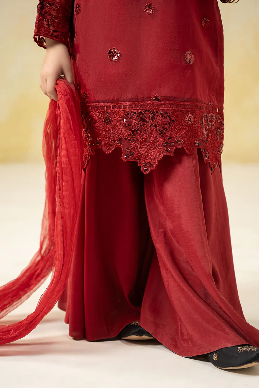ZH038 3 Piece Embroidered Organza Suit