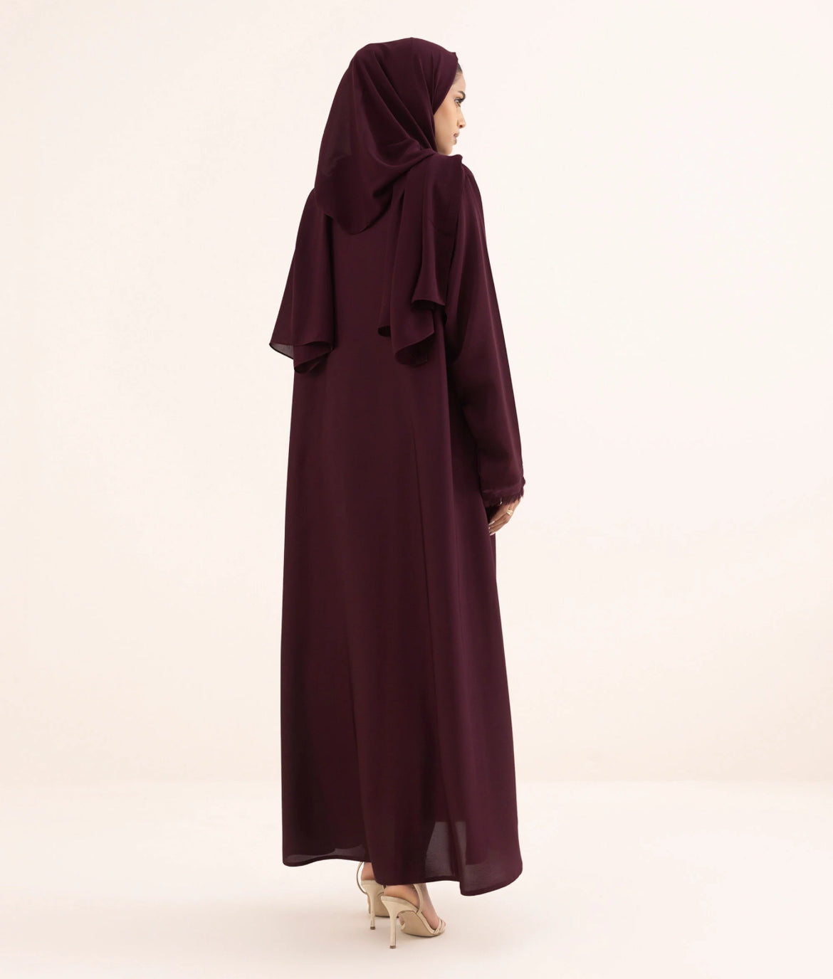 ZH005 EMBROIDERED BUTTON THROUGH ABAYA