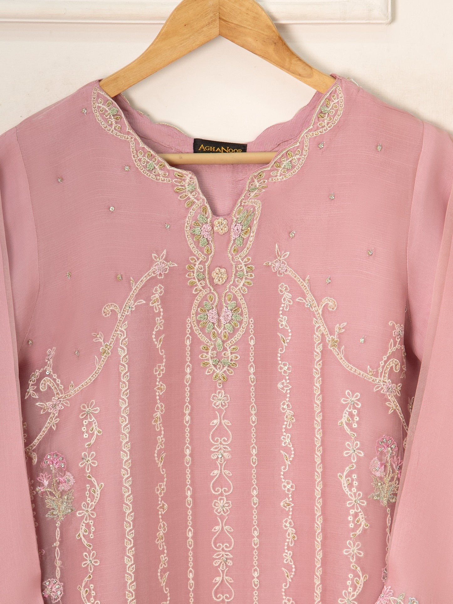 Agha Noor- Pure Organza Embroidered Suit-3 PC