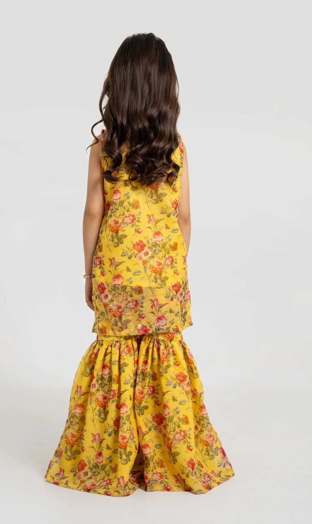 Mini Minor -Printed Embroidered Shirt With Gharara & Sleeves -3Pc