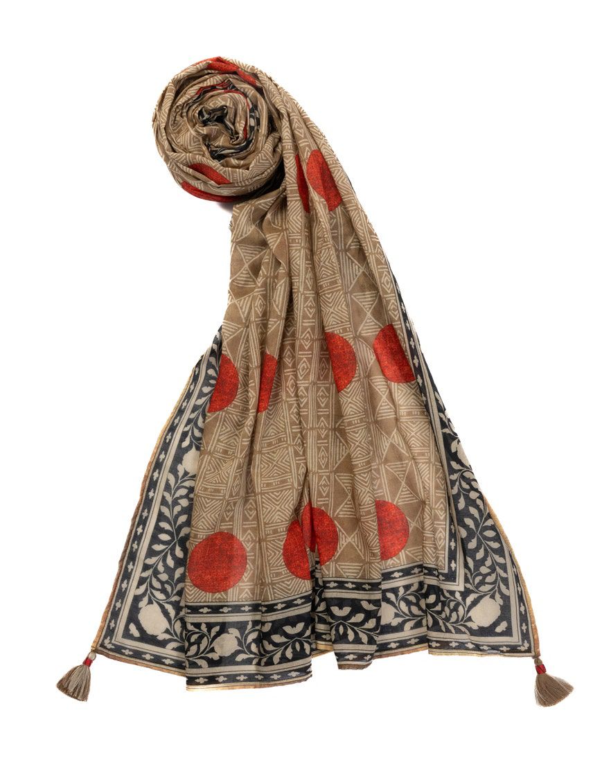BEIGE LAWN PRINTED DUPATTA