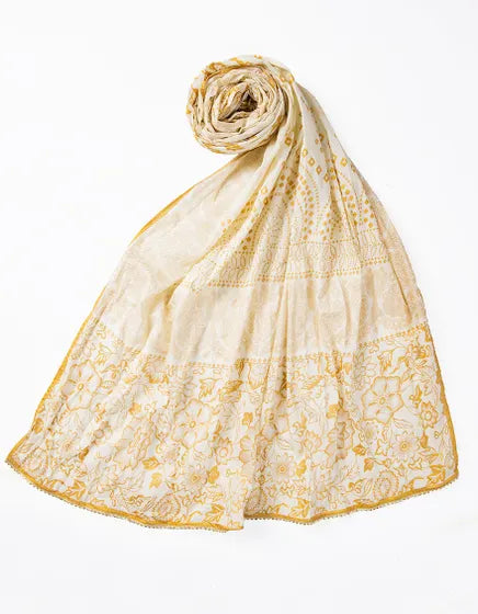 OFF WHITE LAWN PRINTED DUPATTA
