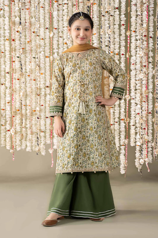 ZH021 3 Piece Embroidered Lawn Suit 4-6 years