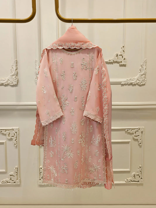 Agha Noor- Pure Organza Embroidered Suit-3PC