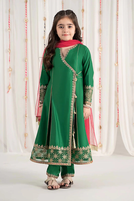 ZH025 3 Piece Embroidered Cotton Satin Suit 10-12 years