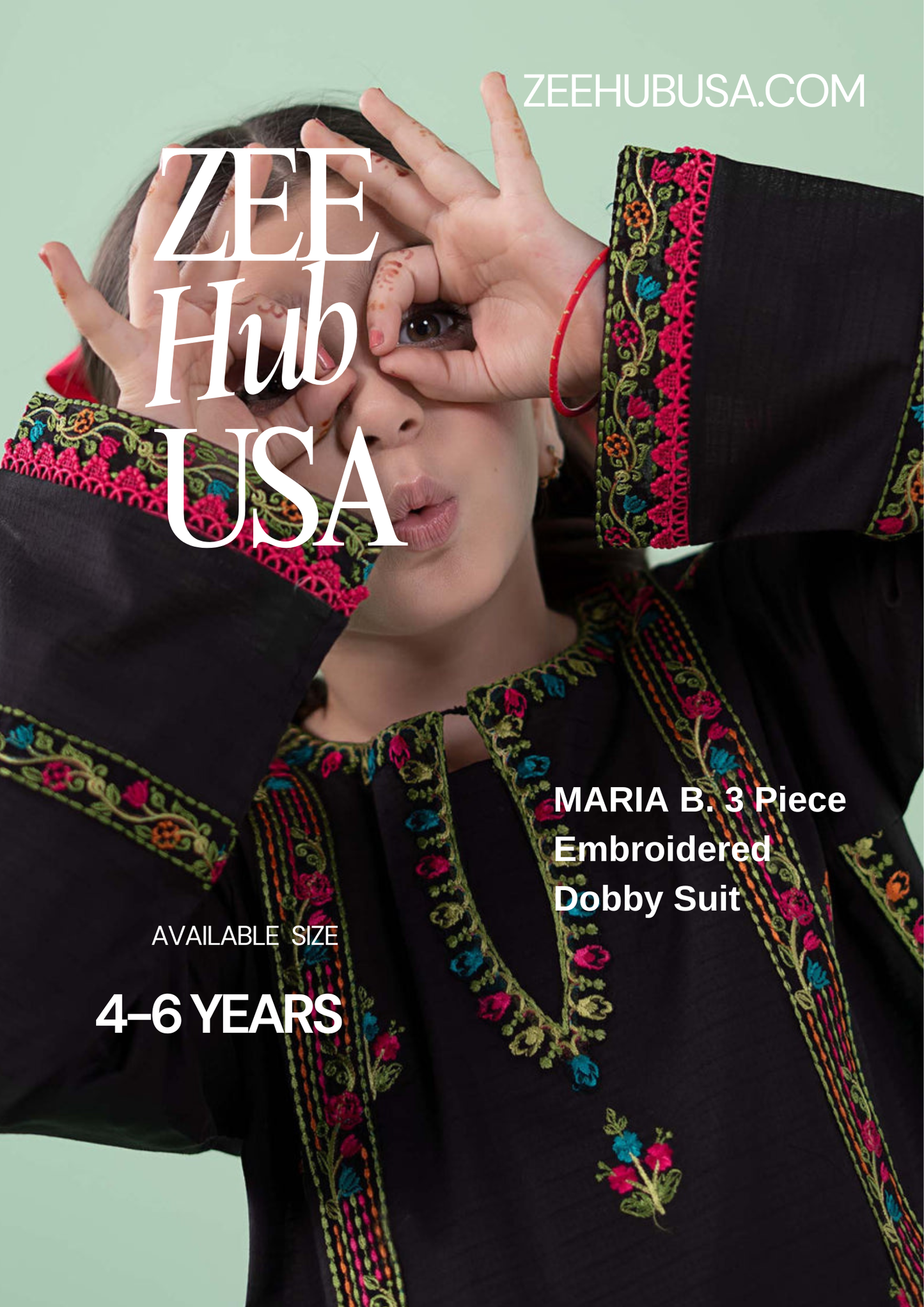 ZH 56 MARIA B. EMBROIDERED DOBBY SUIT  4-6 years