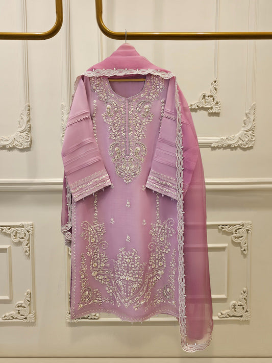 Agha Noor - Pure Organza Embroidered Suit -3PC