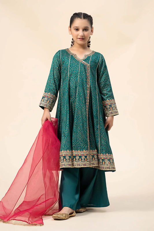 Maria B-Embroidered Raw Silk Suit-3 PC