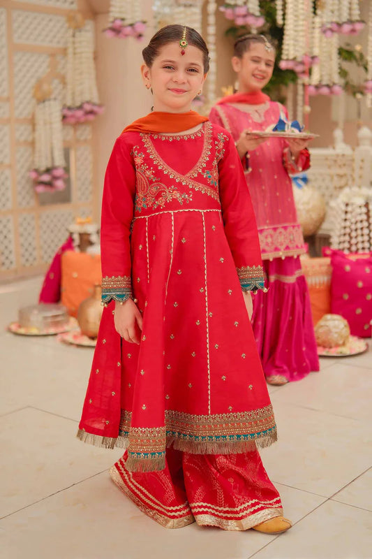 Maria B- Embroidered Raw Silk Suit-3PC