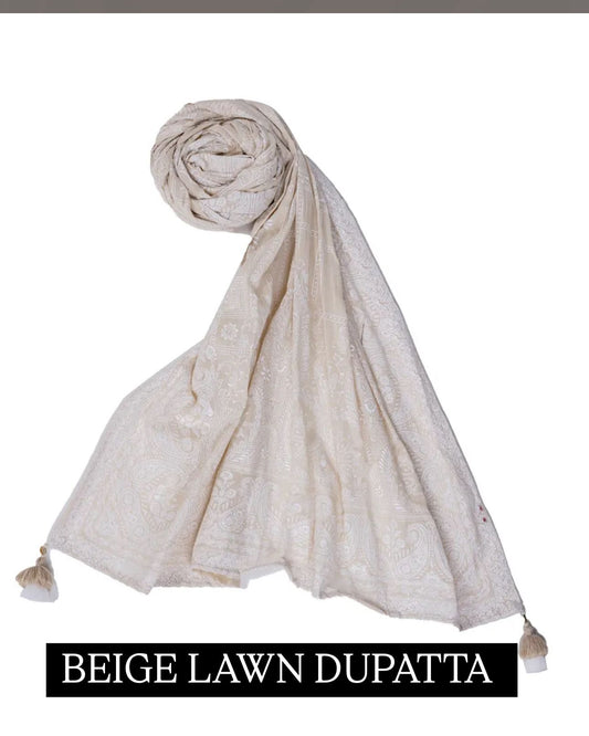 BEIGE LAWN DUPATTA