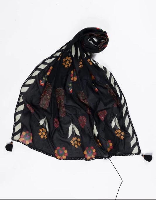 BLACK LAWN PRINTED DUPATTA