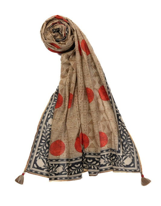 BEIGE LAWN PRINTED DUPATTA