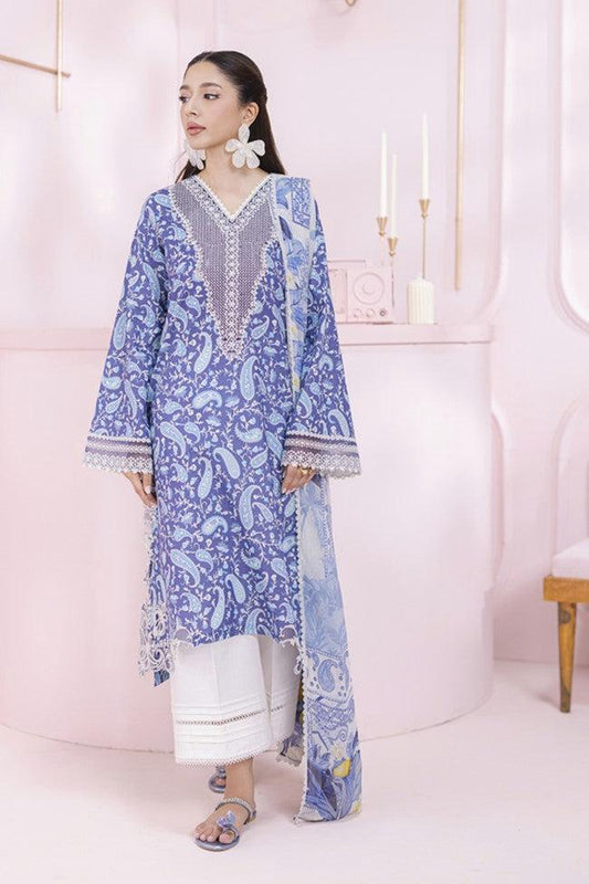 Qalamkar Printed Lawn Suit  3PC Large