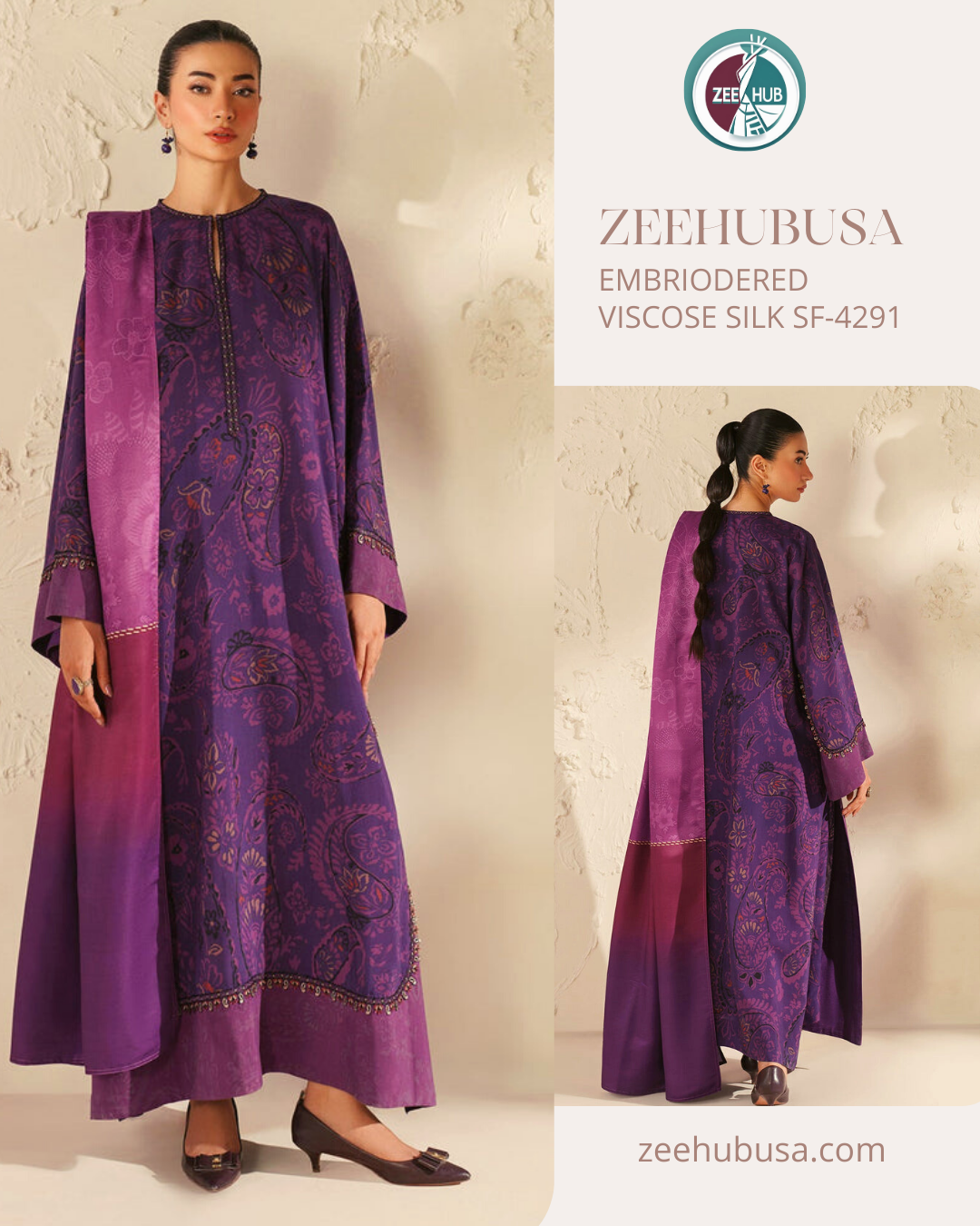 4291 Viscose Silk Embriodered 3PC