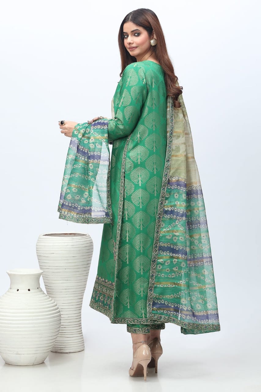 Charizma -Embriodered Jacquard Silk -3PC- Medium